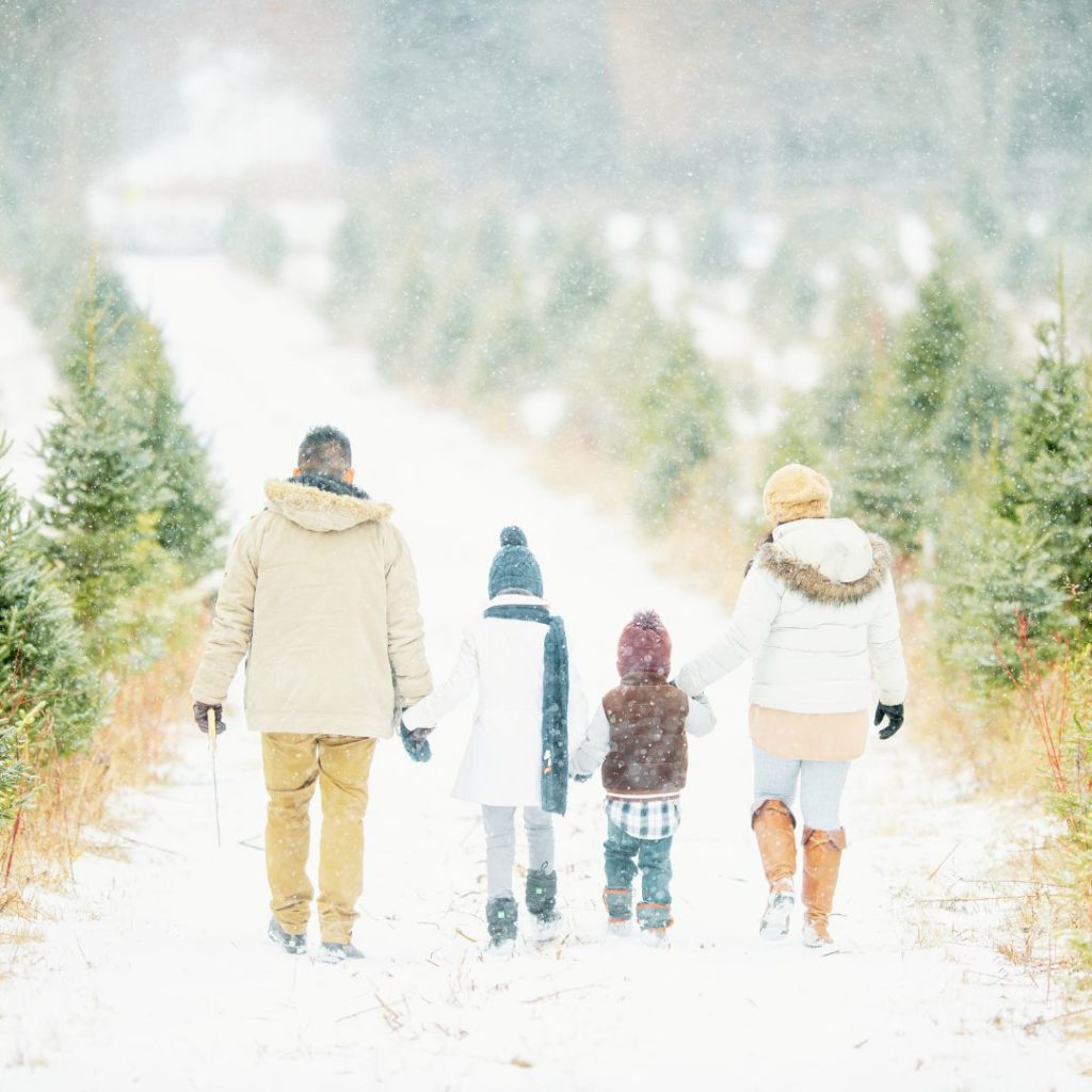 family in the snow